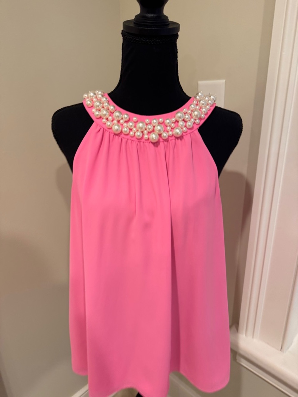 Lilly Pulitzer Bright Pink Pearl-Embellished Halter Top